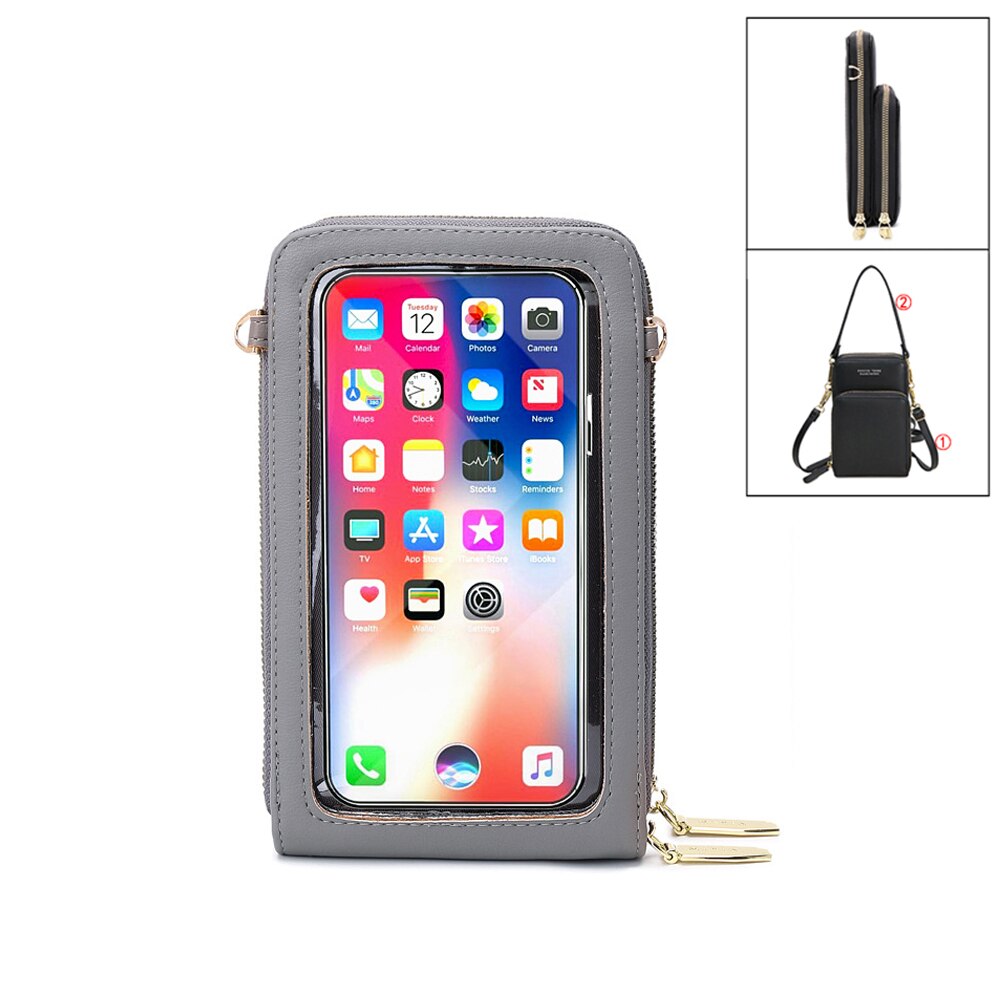 Bandoleras de piel sintética para mujer, de gran capacidad bolso cruzado, multifuncional, para teléfono: Style-3 Gray