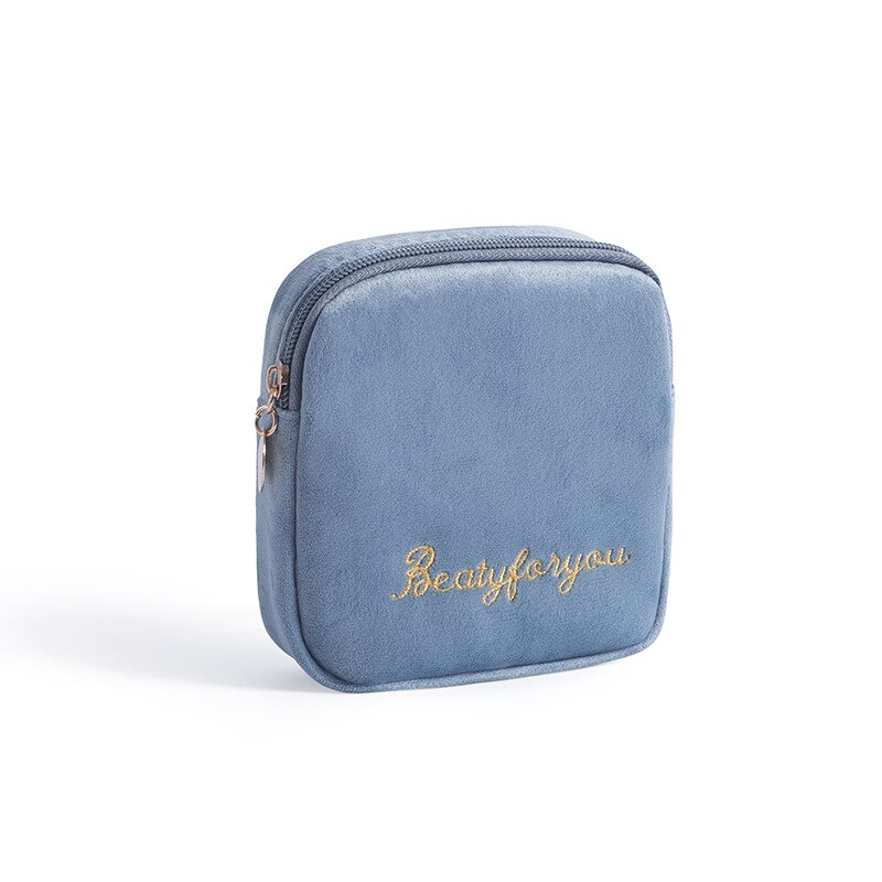 Luier Maandverband Opbergtas Canvas Pad Make-Up Tas Portemonnee Sieraden Organisator Creditcard Pouch Case Tampon Verpakking: Blue