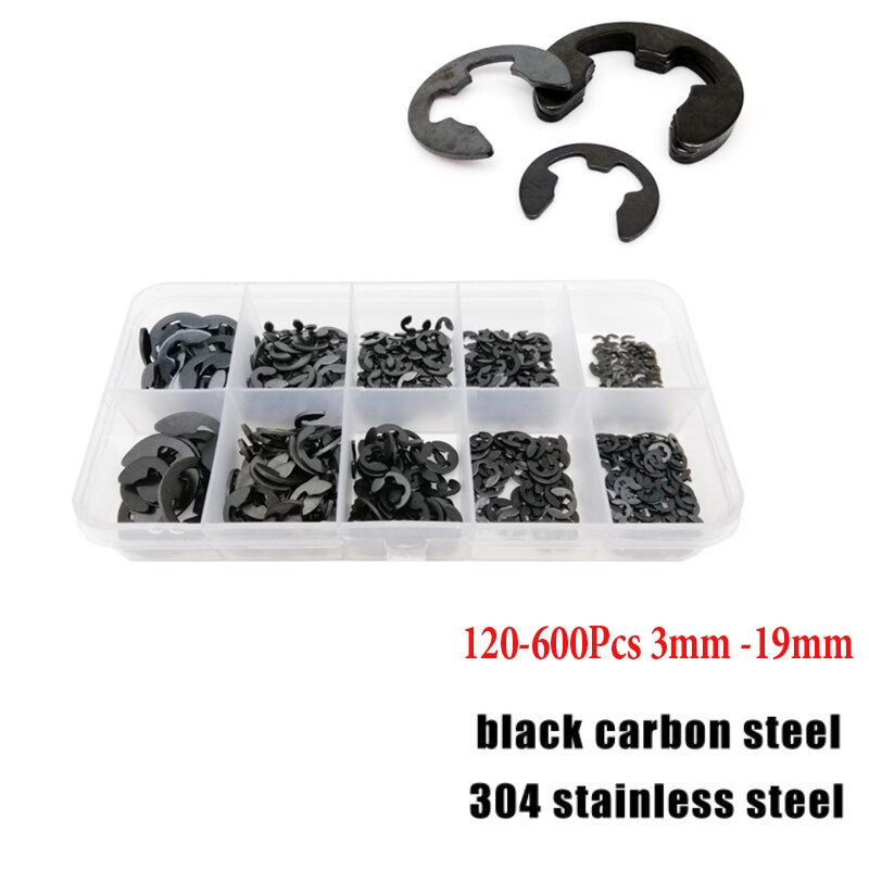 70-600Pcs 3mm -19mm Retaining Ring Assortment Kit black circlip snap retaining rings set and 304 stainless steel carbon steel