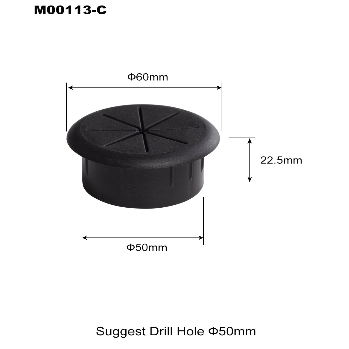 Flexible Cable Cord Grommet 2 Inch Black White Rubber Grommets Gasket In Desk Table Furniture for Hole Cover Wire Pass Organizer: black