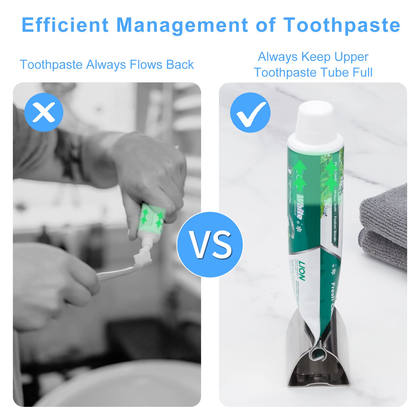 Exprimidor de pasta de dientes para el hogar, dispensador de pasta de dientes de acero inoxidable, Simple y práctico, pone un extremo para desperdiciar accesorios de baño, 1 ud.