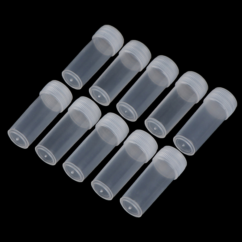 100Pcs 5ML Mini Flat-Bottomed Plastic Clear Test Tubes With Screw Caps Cosmetic Travel Lotion Storage Containers