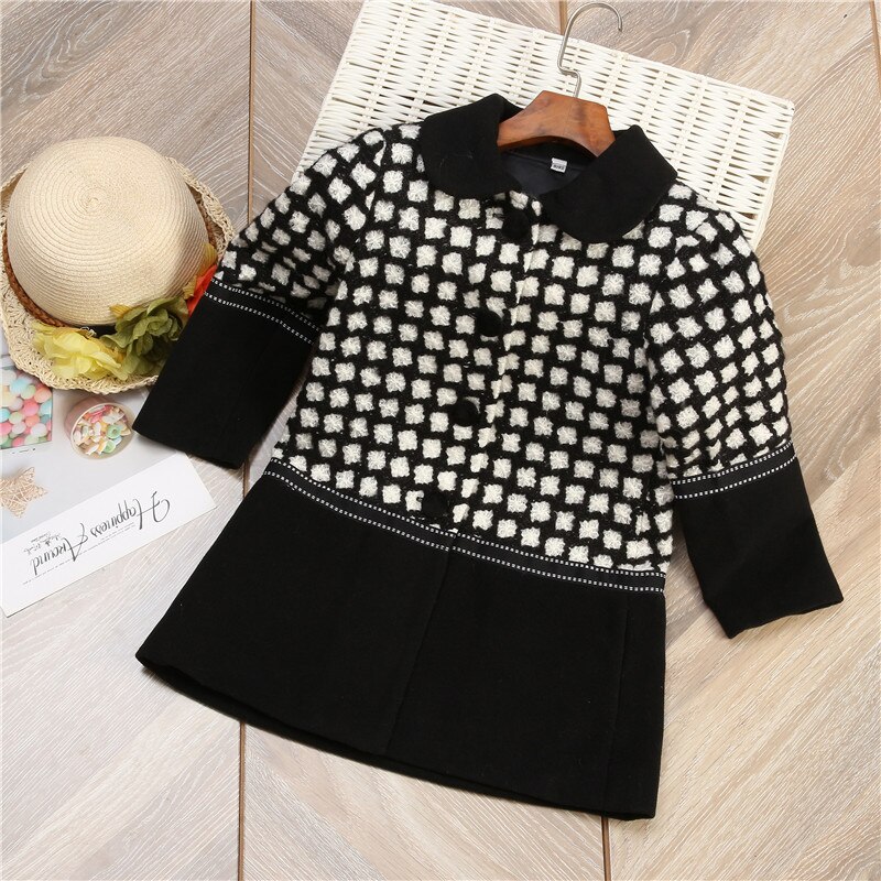 Invierno otoño cálido niñas abrigo ropa de calle primavera niños Chaquetas Niña negro Checker ropa Casual: 6T