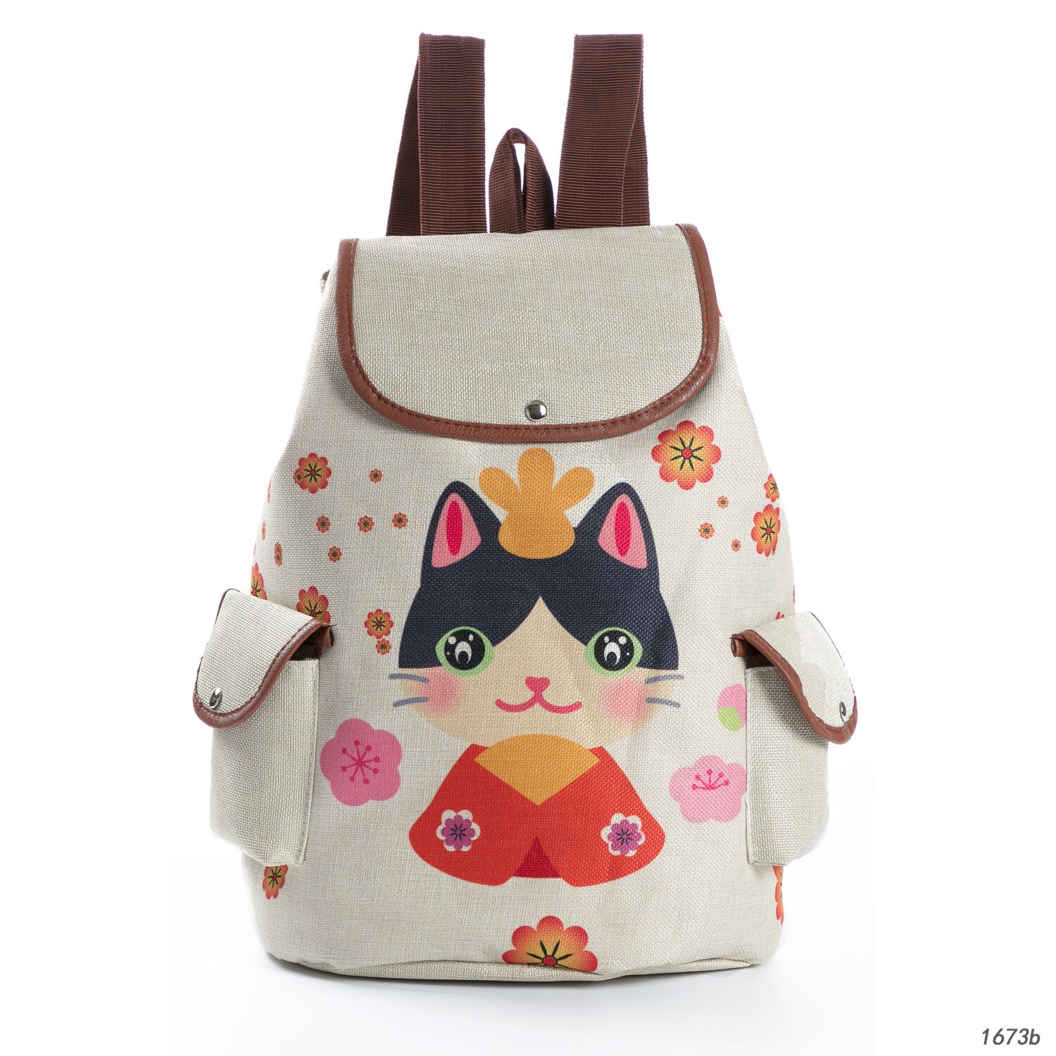 Mochila de lona con estampado Floral Retro Miyahouse para adolescentes, mochila escolar con de mariposa a rayas, mochila de viaje para niñas: 1673b