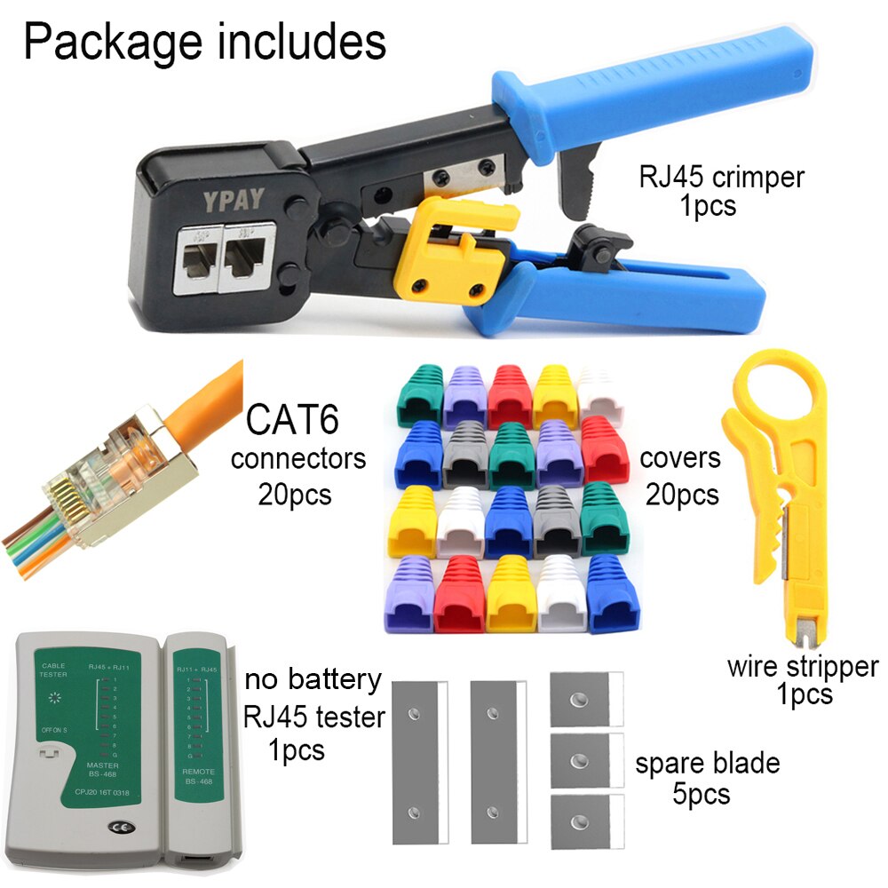 YPAY – pince à sertir de câble rj45, outils réseau, rj12 cat5 cat6 8p 6p rj 45 pince de serrage multifonction: package E