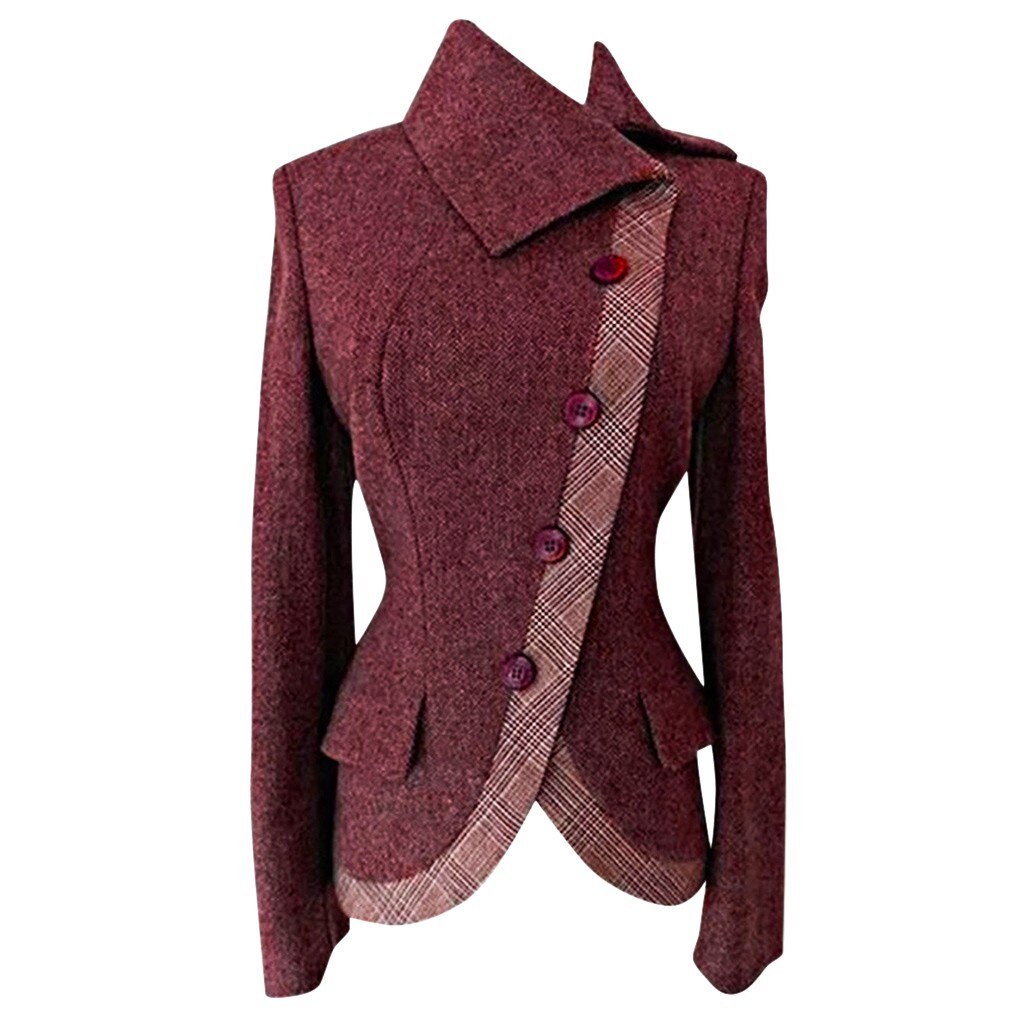 Women Gothic Vintage Overcoat Winter Outwear Jacket Slim Coat Women Casual Retro Buttoned Jacket E3: Red / M