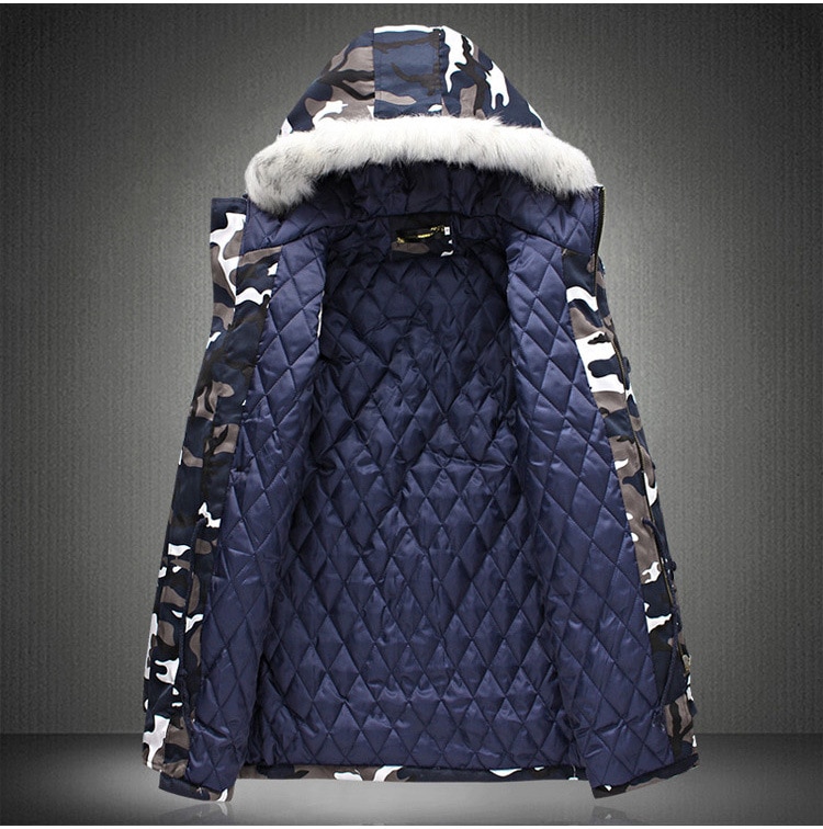 Camouflage parka heren winterjas heren grote bontkraag middelgrote lange jassen plus size winterjas heren parka homme 5xl