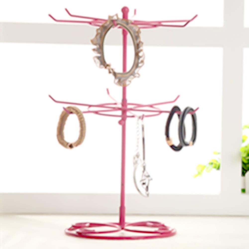 2 Tiers Rotating Detachable Metal Necklace Bracelet Jewelry Display Rack Stand Jewelry Display Keyring Display Rotating Iron 3-T