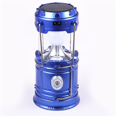 Solar Lamp lantern Portable Solar Energy Outdoor Light Led Lighting Solar Panel Camp Tent Fishing Lamp: Blue / EU Plug