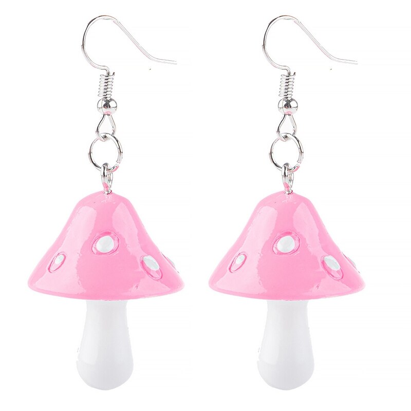 Acryl Paddestoel Lange Hanger Oorbellen Oorbellen Voor Meisjes Vrouwen Kinderen Mooie Sieraden: pink