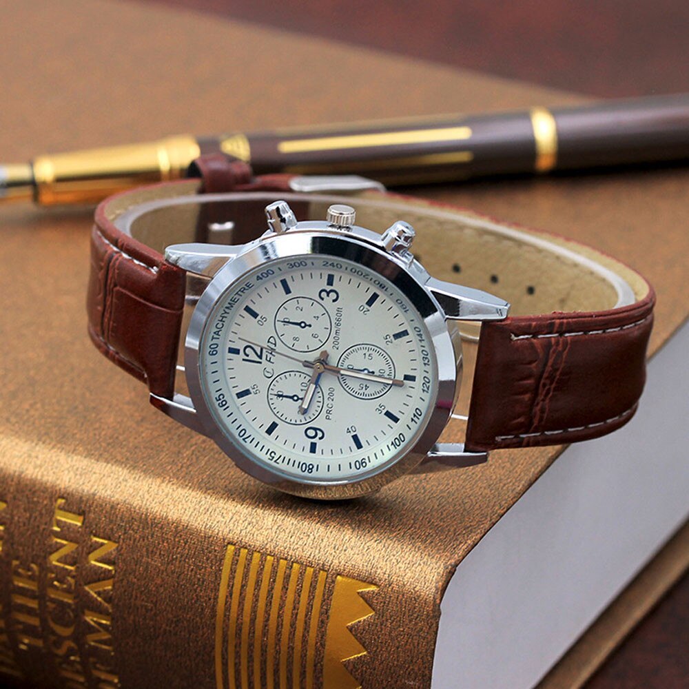 bleu Ray verre montre neutre Quartz simule montre-bracelet Reloj de hombre