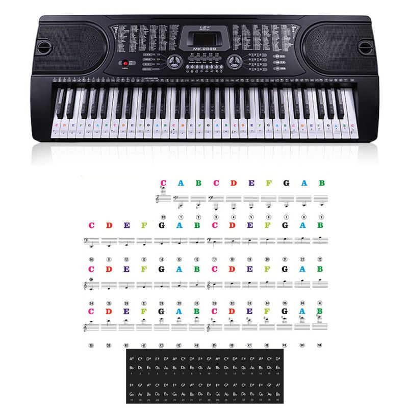 Piano Keyboard Stickers Colorful Detachable Music Decal Spectrum Sticker Symbol