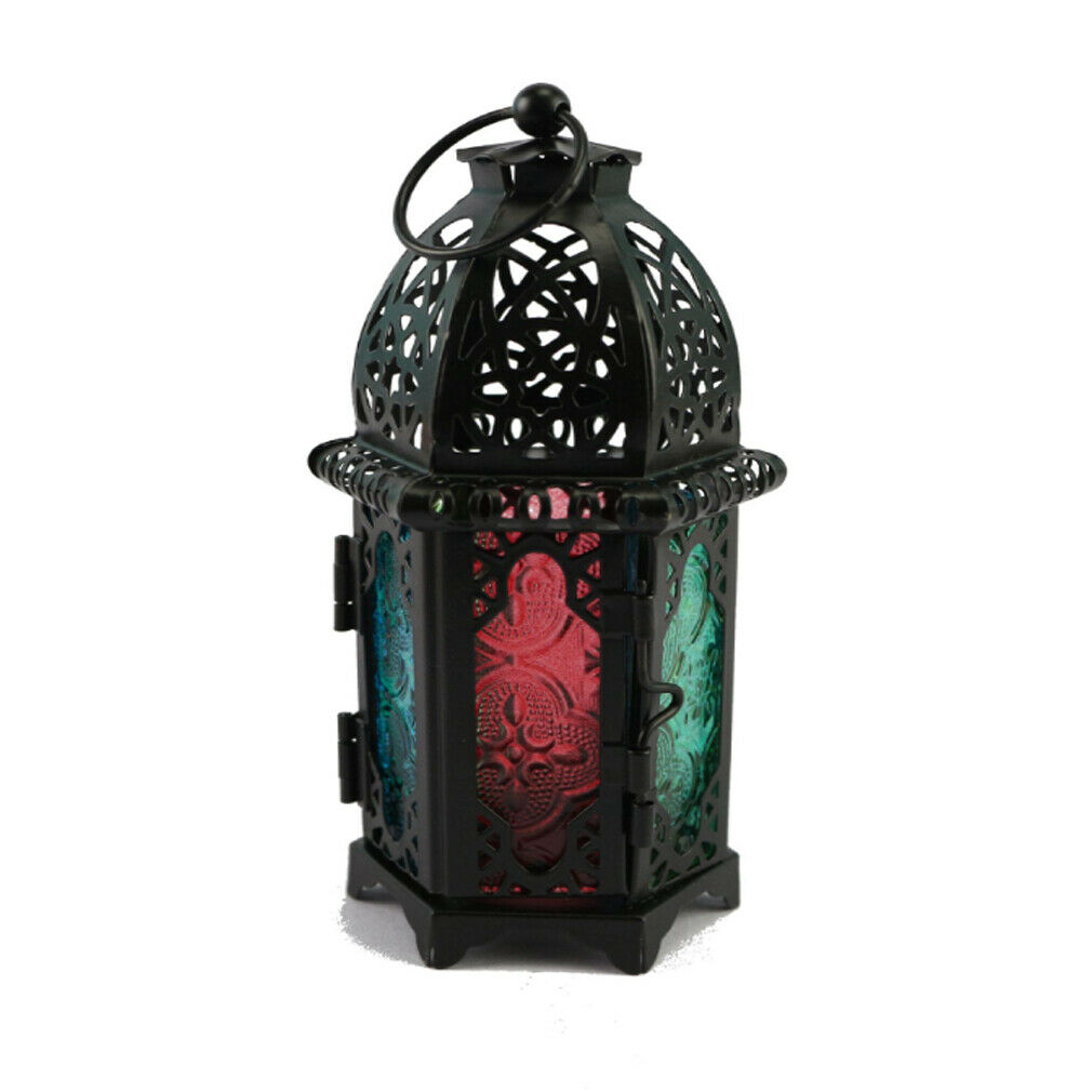 Rustik lanterne orkan fyrfadslys søjle lysestage vintage haven lampe stativ boligindretning marokkansk lanterne lys: D