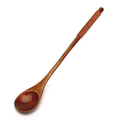 Tie draad roeren honing houten lepel met een lange handvat theelepel creatieve en wind lange handvat houten lepels dessertlepel: Spoon1