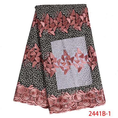 Afrikansk fransk blondestof blonde pink blondestof, nigerianske tyl blonder stof med sten til kjole  ks2441b-1: Billede 1