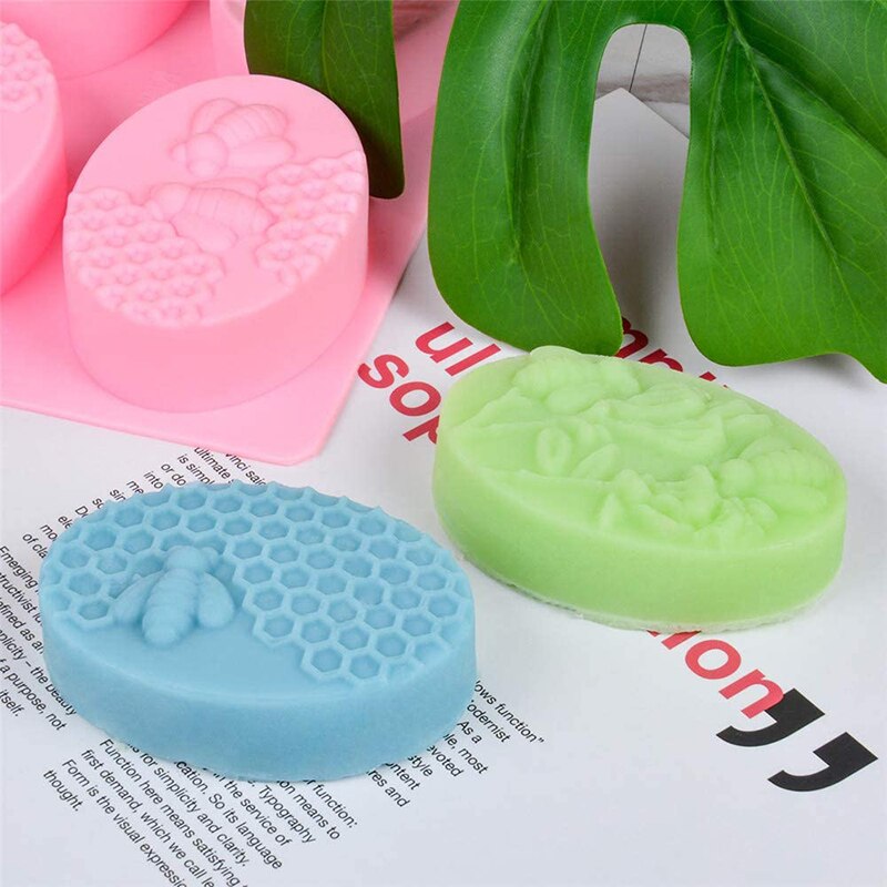 3D abeille Silicone ovale moules nid d'abeille savon moules plateau ruche gâteau moule de cuisson aucun collage BPA bougie moule