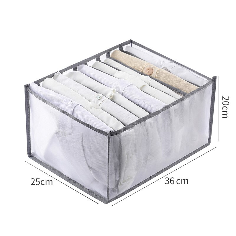 Large Closet Organizer Storage Box Sweater Jeans Underwear T-shirt Organizers Storage Dividers Drawer Wardrobe Organizer: 9 grids T-shirt-grey
