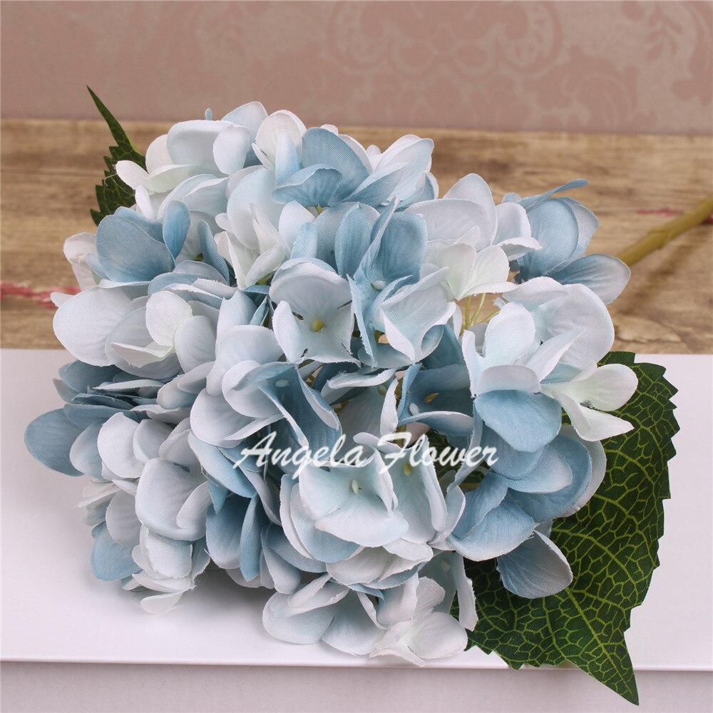 Hei -q 1 stk 46cm kunstige blomster hortensia blomster 7 farger hjemmedekorasjoner for bryllupsfest fotografering: Blå