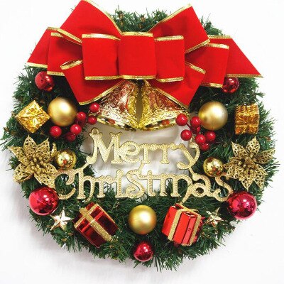 Joylove julekrans dør butiksvindue hængende juletræ dekoration vinring pvc 30cm simulering krans: Gaveæske
