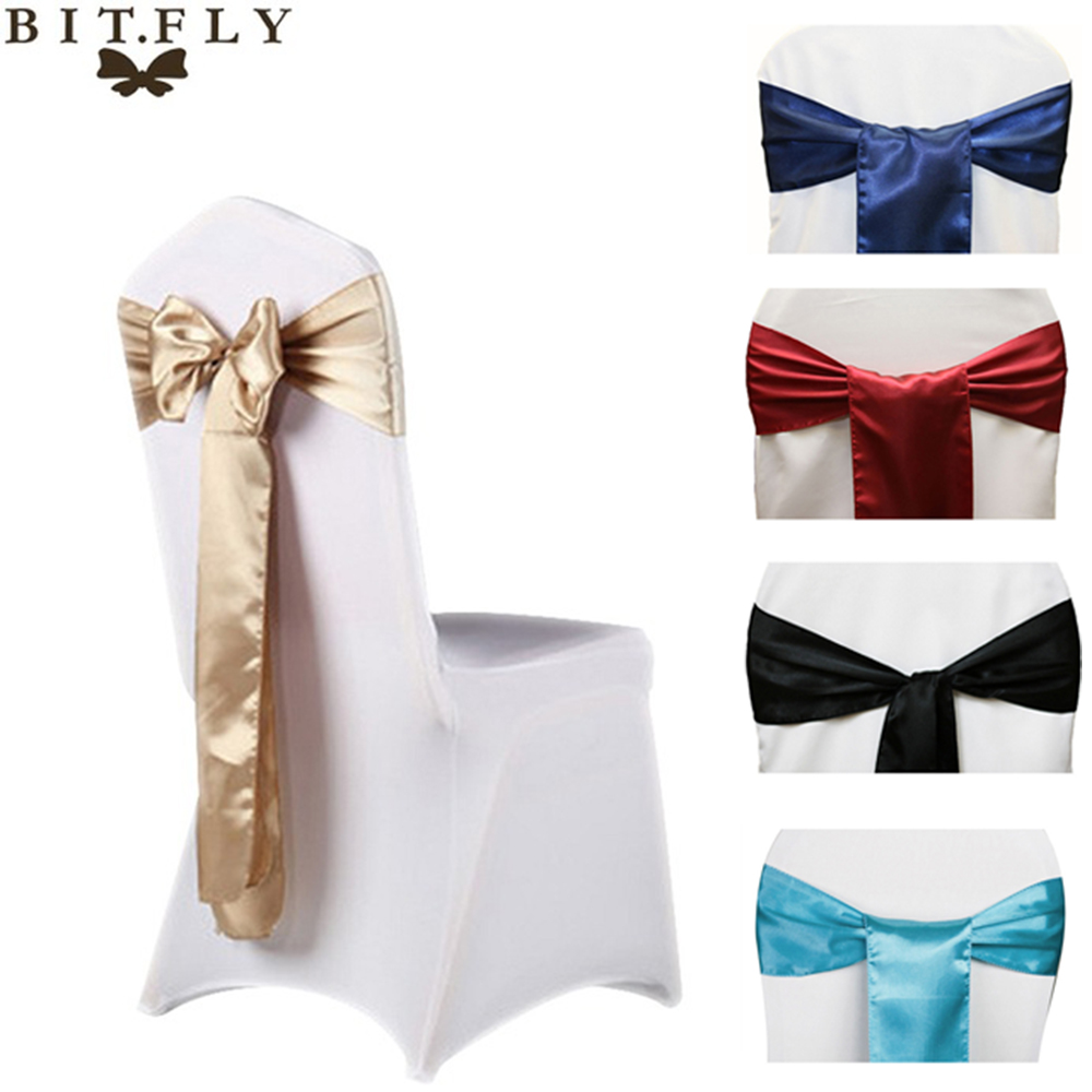 BIT.FLY-ceinture de chaise en tissu Satin | 6x108 pouces, ceinture à nœud pour chaises de mariage, décoration de fête, de Banquet, de célébration
