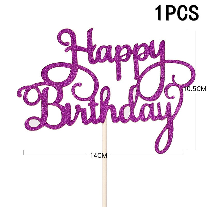 10/1 pièces joyeux anniversaire gâteau Topper Bling étincelle décoration signe joyeux anniversaire gâteau Topper fille anniversaire Dessert décor: 1pcs purple