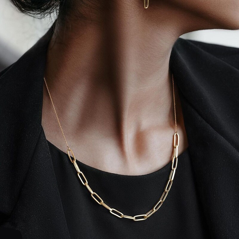 Tube Women Chain Necklace Classic Gold Color Chain Pendant Necklace For Women Jewelry: 3