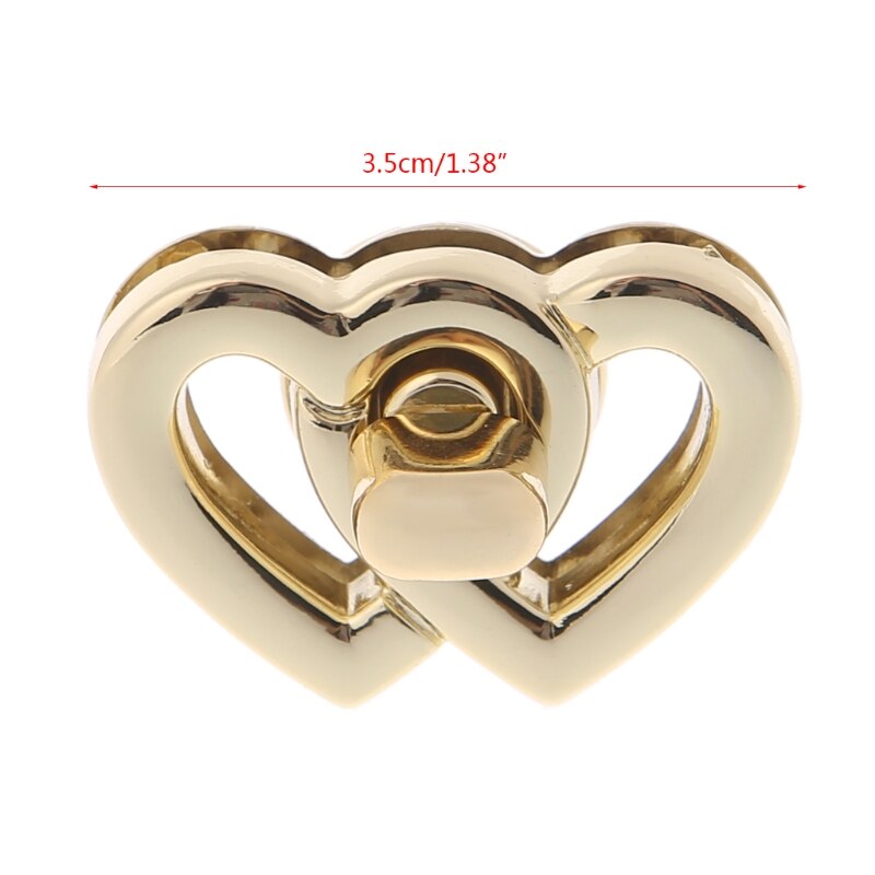 THINKTHENDO Metal Heart Clasp Buckles Turn Lock Twist Locks For Handbag Bag Purse Craft Gold DIY Bag Accessories