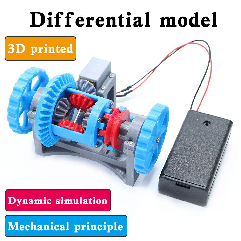 Car differential model 3D printed Dynamic simulation Mechanical principle Gear transmission structure DIY science STEM Edu toys
