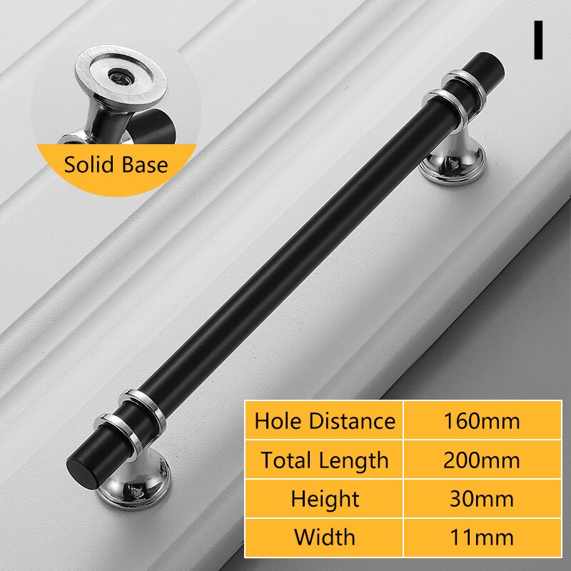Black Gold Door Handles Kitchen Cabinet Handles Solid Drawer Knobs Modern Aluminum Alloy Furniture Handle Hardware: I