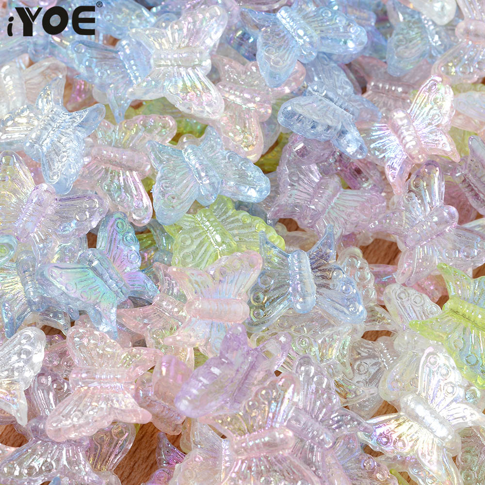 IYOE – mélange de perles papillon AB en cristal acrylique, perles d'espacement amples pour la fabrication de bijoux, épingle à cheveux, accessoires de bricolage faits à la main