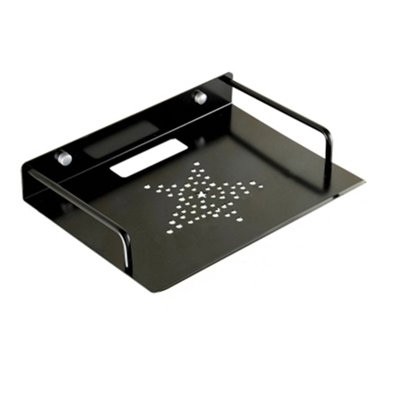 Väggmonterad svart/slim förvaringshylla aluminium enkellagers tv-box router set-top boxar stativ hållare rack