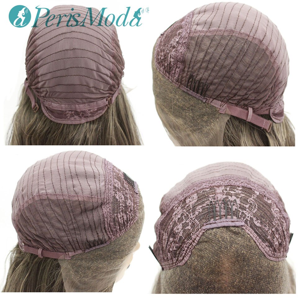 Synthetic Lace Front Long Wavy Middle Part Mixed Color Wig PerisModa Synthetic Wig for Black/White Women Natural Synthetic Wigs