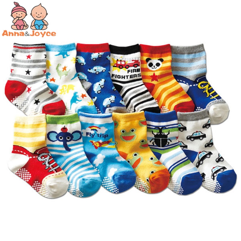 12 paren/partij Baby Jongens Sok Kind Sokken antislip Sokken Maat 12 -- 15 cm voor 1-3 jaar Htws0001