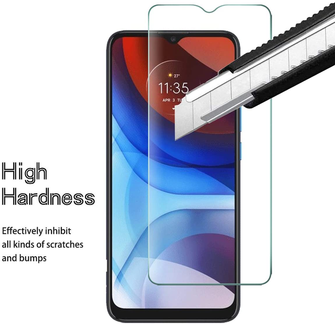 Hd-schutzglas für motorola moto  e7i Energie ,  e7 Plus und  e7 Plus – displayschutzfolie aus klarem glas, fingerabdruckabweisend