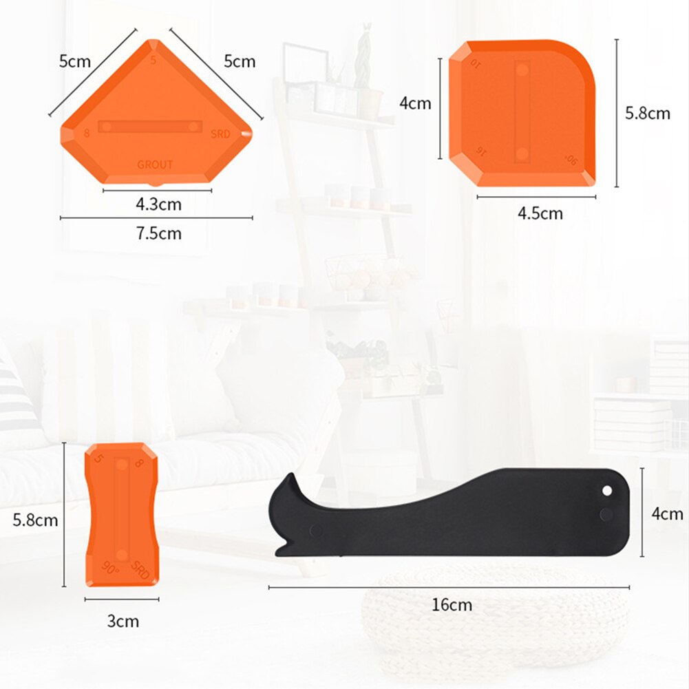 4 Stuks Siliconen Glas Cement Glad Schraper Breeuwen Kit Afwerking Grout Floor Cleaning Tegel Vuil Tool Spatel Lijm Schop