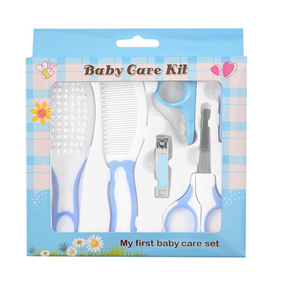 Kit de cuidados com o bebê 6 pçs kit de cuidados com o bebê kit de cuidados infantis conjunto de cuidados com o bebê cortador de segurança portátil kit de unhas para enfermagem do bebê heath: Azul