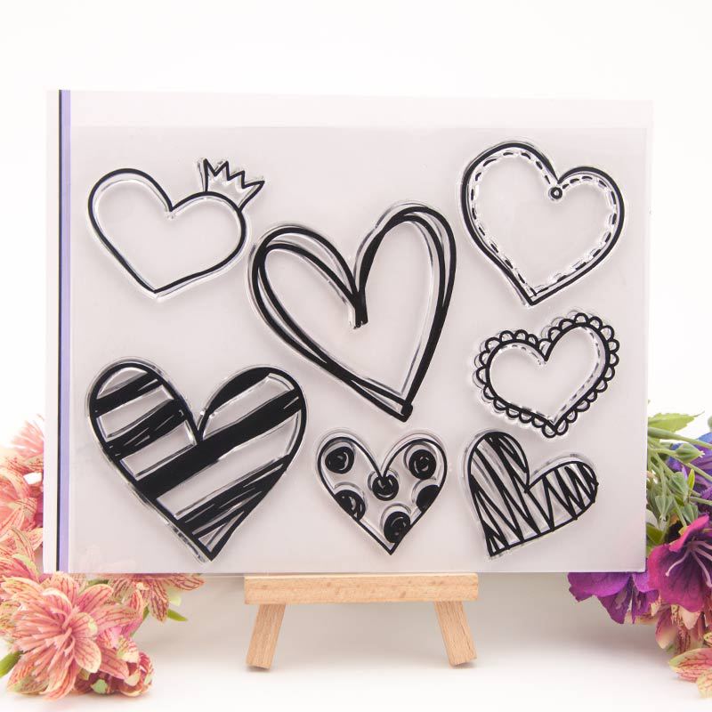 Kærlighed hjerte mønster klare stempler papir håndværk scrapbog gennemsigtigt gummistempel håndlavede børn sjov dekoration forsyninger