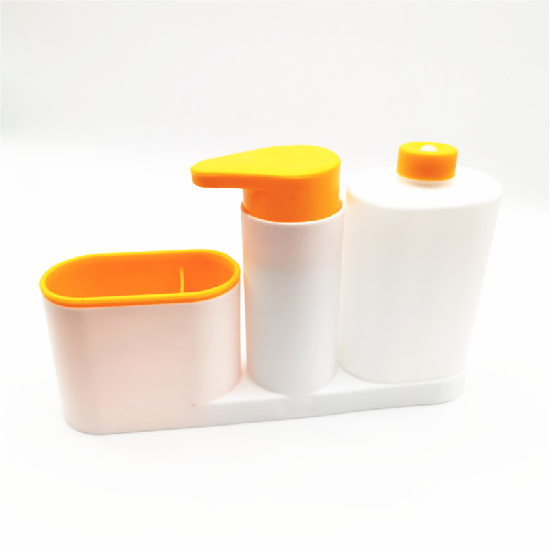 Køkken tilbehør vask sæbedispenser flaske plastflaske til badeværelse og køkken flydende sæbe organisere køkkenudstyr: 3 gitre orange