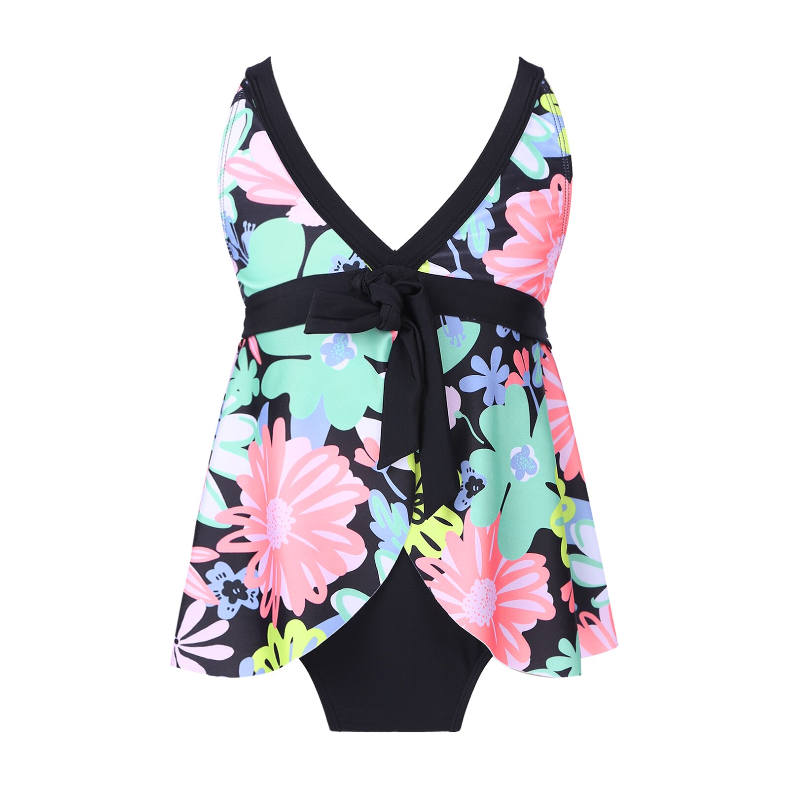 Children Two Piece Bathing Suit Girls Summer Sleeveless Print Tops With Briefs Set Kids Swimsuit Beach Swimwear 6-16 Years: 10