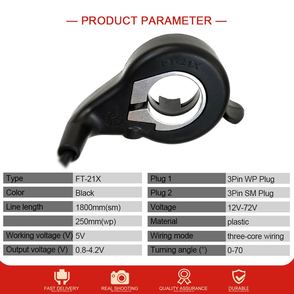 Ebike Thumb Throttle WUXING FT21X Finger Throttle with WP Plug for Scooter Electric Bike