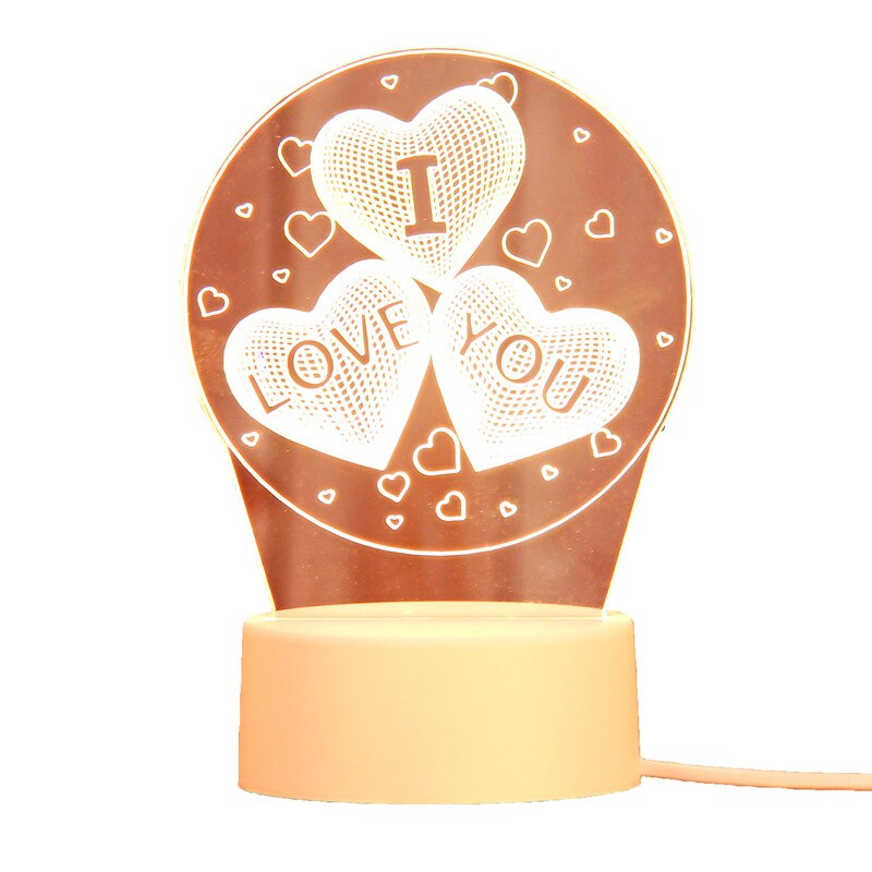 Love Pattern Acrylic 3D Night Light Pattern Acrylic LED Night Light Various Styles Bedroom Mild Light
