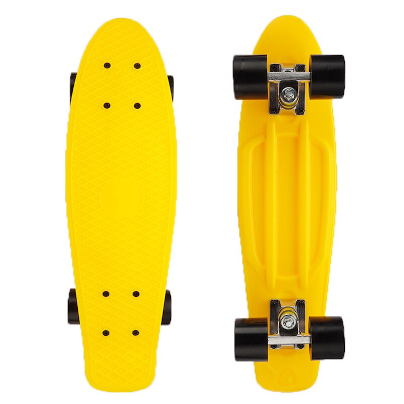 22 tommer skate board loading 100kg single-warp firehjulet skateboard bananbræt udendørs sport til pige dreng: Gul