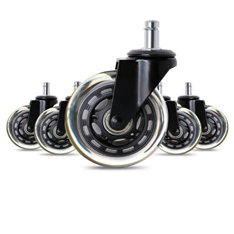NATRKE Office Chair Wheels Replacement 5 Universal Wheels Swivel 11 x 22 mm Bearing Rubber Very Quiet for Hard Floors and Carpets Load 250 kg