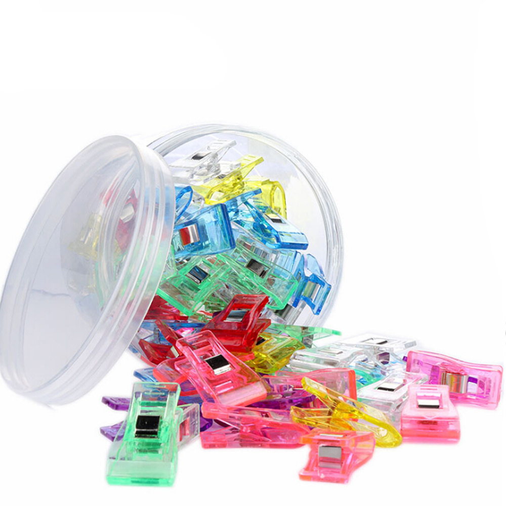 Farverig syning håndværk quilt bindende sy clips plast clips klemmer pakke trendy beklædning syning stof