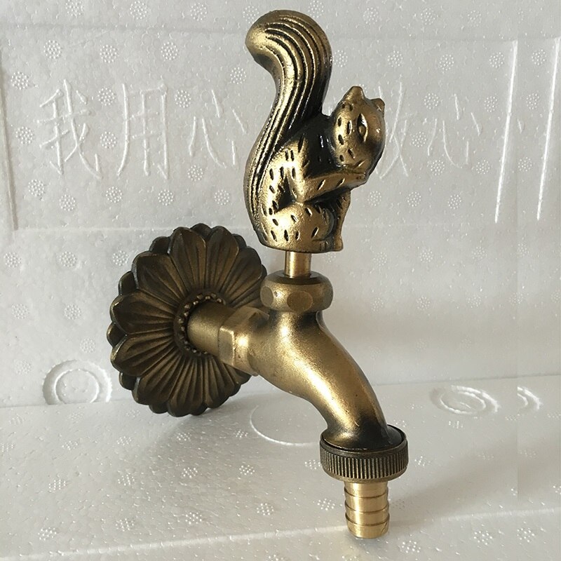 Grifo decorativo para jardín al aire libre, grifo con forma de Animal, de ardilla de latón antiguo, para lavar mopa/riego de jardín, grifo de Animal