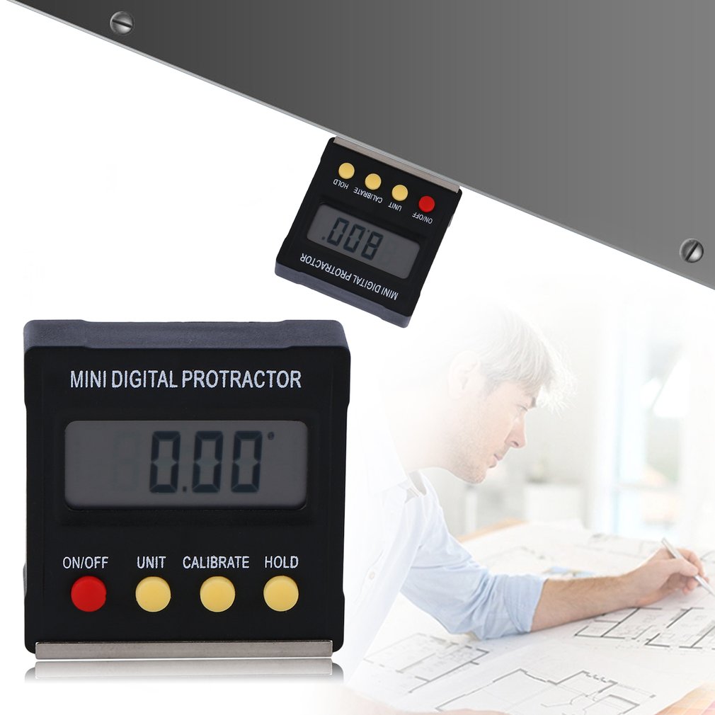 360 Degree Mini Digital Protractor Precise Inclinometer Electronic Angle Meter Level Box Magnetic Base Measuring Tools