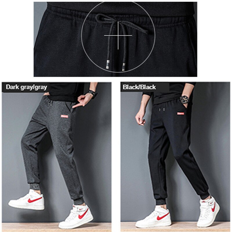 Lente en zomer 20 vrijetijds sportbroek heren effen veter katoenen eenvoudige en veelzijdige leggings middelhoge taille grote sportbroek