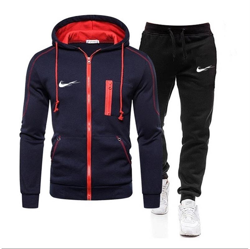 Vêtements de marque pour hommes, pull décontracté en coton, vêtements de sport à capuche pour hommes, costume deux pièces + pantalon, sweat-shirt, costume d'automne et d'hiver
