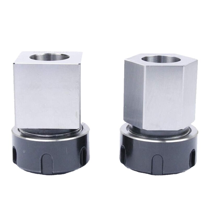 2 Pcs ER-32 Collet Chucks Block Set Lathe Turning Tools Engraving Accessories H.S.S Square &amp; Hex Workholding Holder