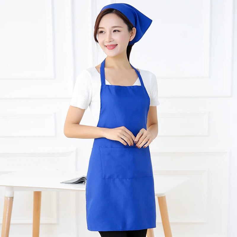 Womens Aprons Waterproof Oil-Proof Kitchen Apron With Pockets Chefs Baking BBQ Solid Color Sleeveless Apron Home Cleaning Tool